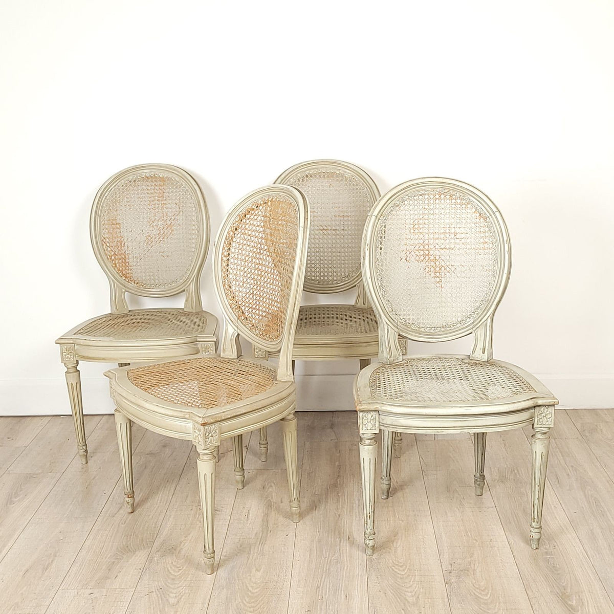 Set of 4 Antique French Louis XVI Painted Chairs