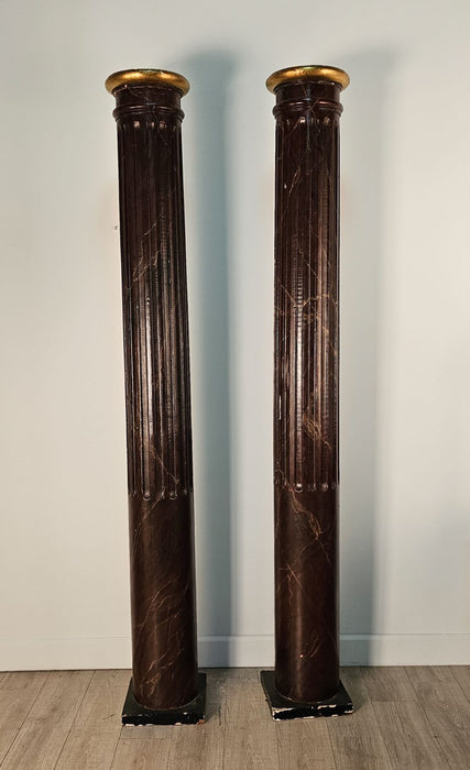 Pair of Painted Wooden Columns, 1920s