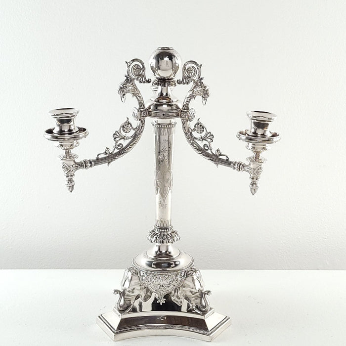 Rare English Silver Plated Partial Candelabra in the Indian Style, circa 1860