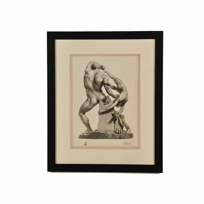 Grand Tour Engraving of Statue of Hercules and Lichas, circa 1890