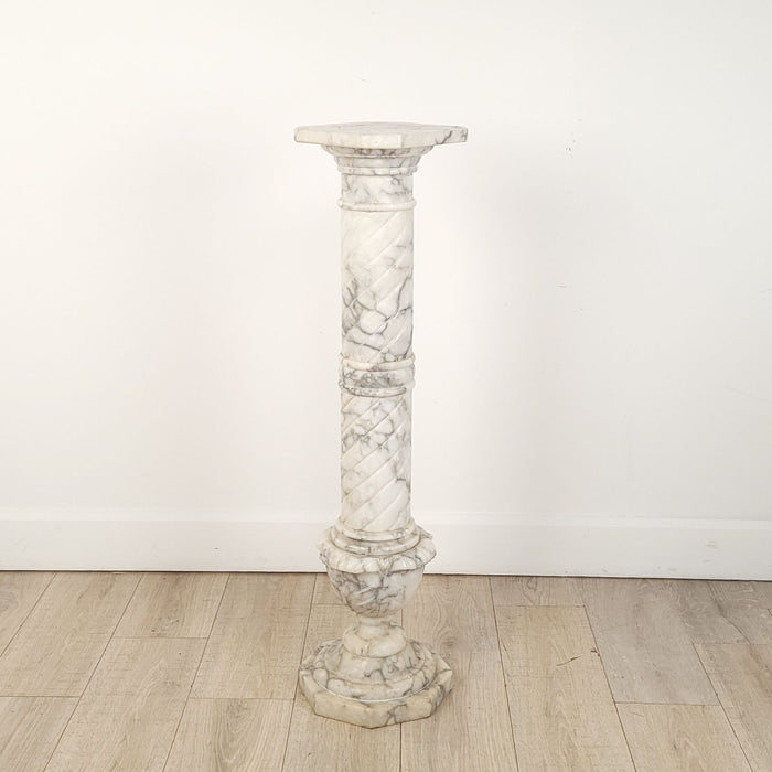 White Veined Marble Pedestal, Italy circa 1900