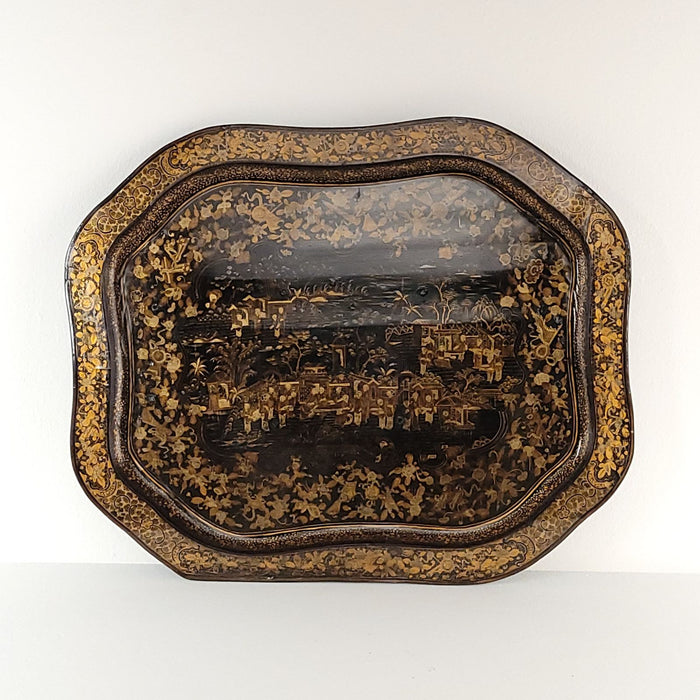 Chinese Export Lacquered Tray, circa 1840. Restored