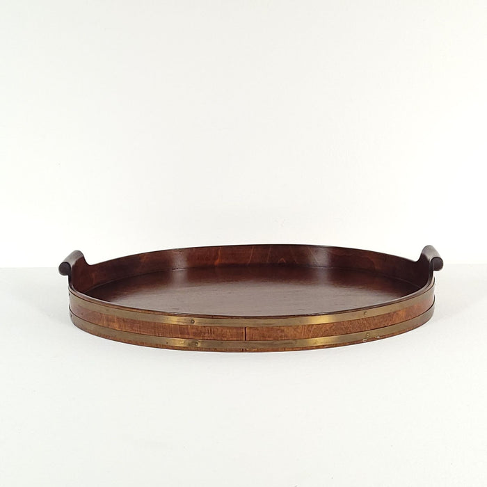 Edwardian Mahogany Tray with Brass Banding