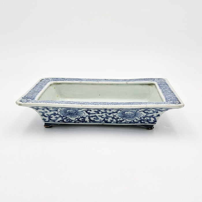 Japanese Blue and White Ikebana Container, circa 1920