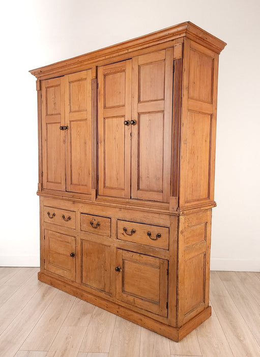 Irish Pine Two-Part Georgian Cabinet, circa 1820. With repairs