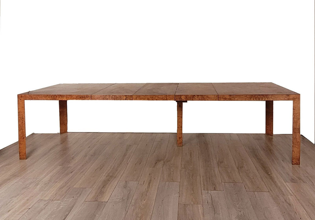 Milo Baughman for Dunbar Butterfly Matched Burl Walnut Parson's Table, circa 1970