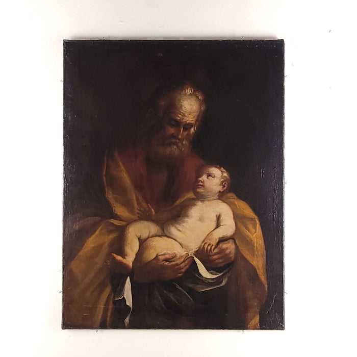 Old Master Italian Painting of Joseph and Jesus, circa 1700