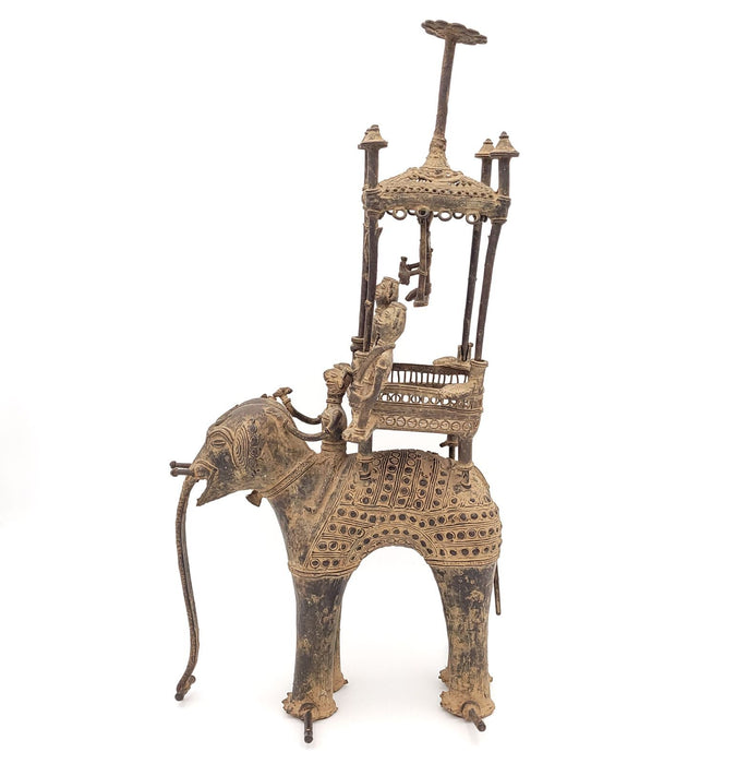 Bastar Gilt Bronze of Elephant with Howdah and Attendants, circa 1900