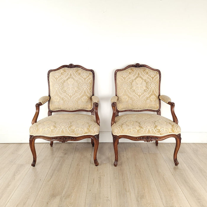 Pair of Louis XV Walnut Armchairs, France circa 1740