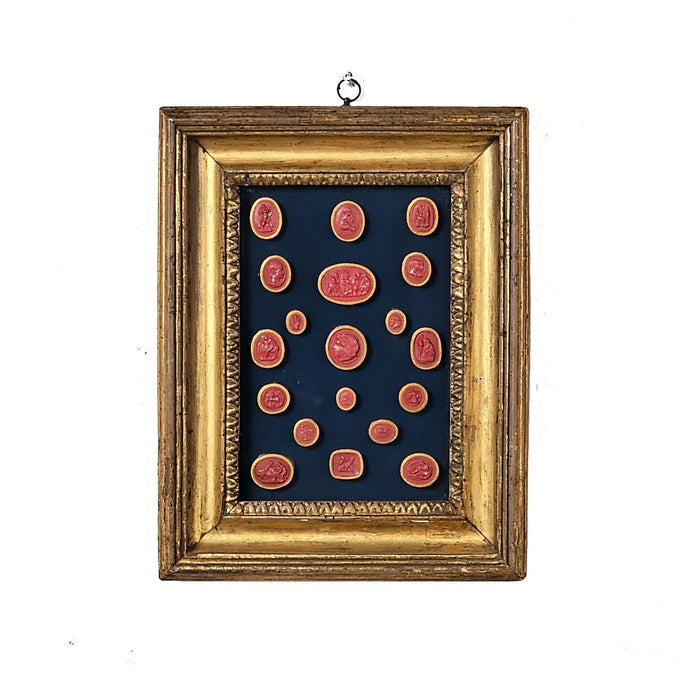 Collection of Red and Gilt Classical Intaglios, Italy circa 1800