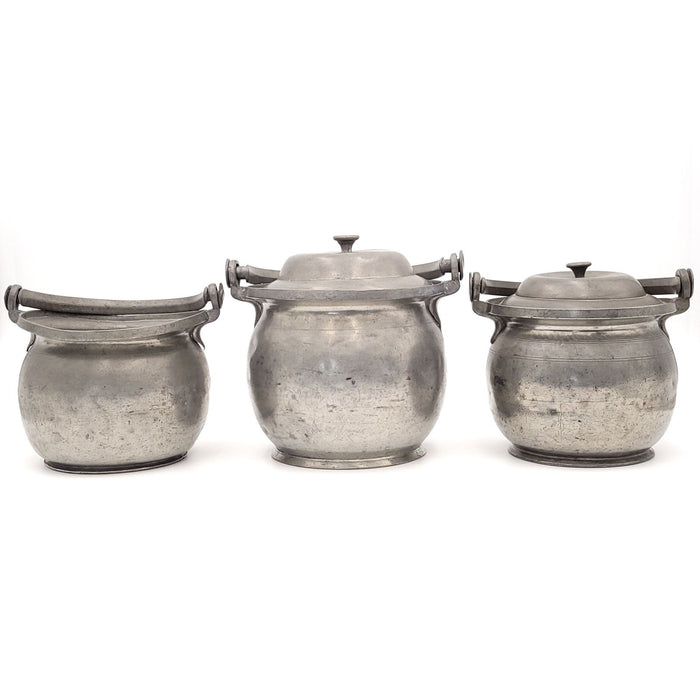 Set of Three Pewter Porringers, circa 1800