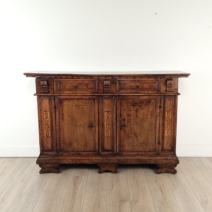 Italian Walnut Baroque Credenza-Server, 17th century