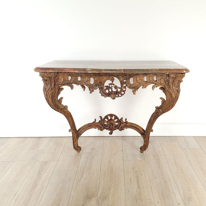 French Oak Régence Period Marble Topped Console, early 18th century. Restored