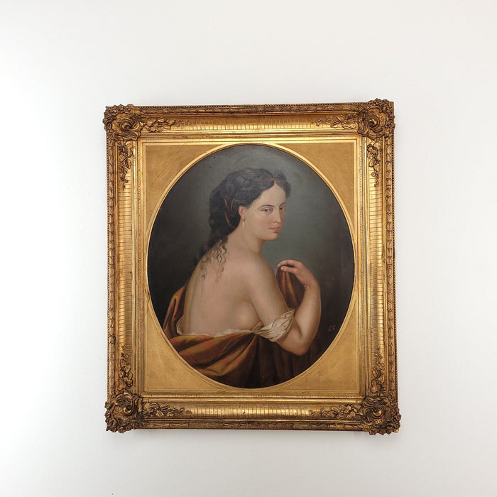 Provincial Painting of a Beautiful Woman, Italy, circa 1850