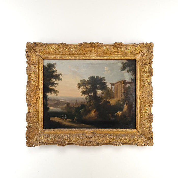 Régence French Landscape in Period Giltwood Frame, Attributed to Pierre Patel