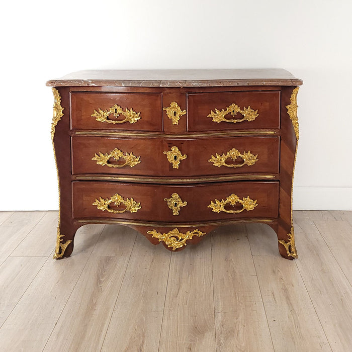 Régence–Louis XV Marble-Topped Mahogany Commode, France circa 1740