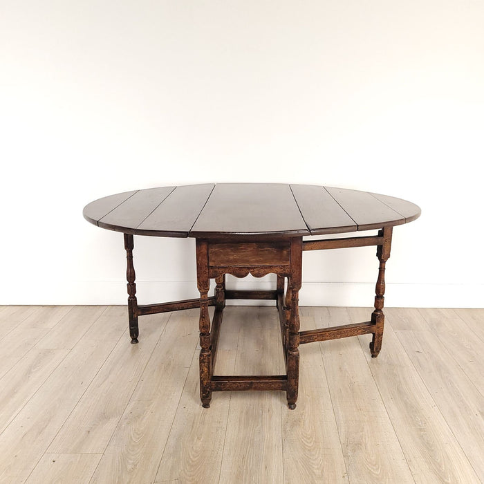 Rustic English Oak Dropleaf Table, 19th century or earlier. As Is