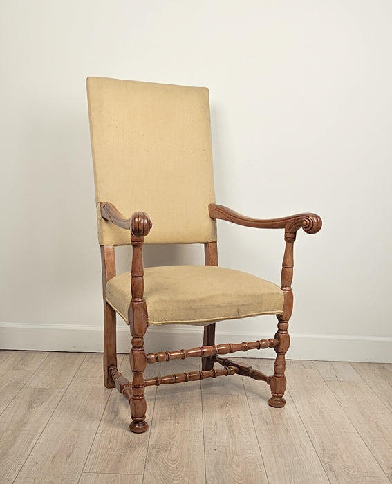 French Baroque Walnut Armchair, circa 1700