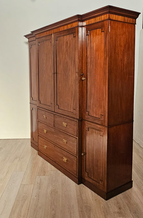 George III Period Mahogany Double Linen Press, England circa 1800