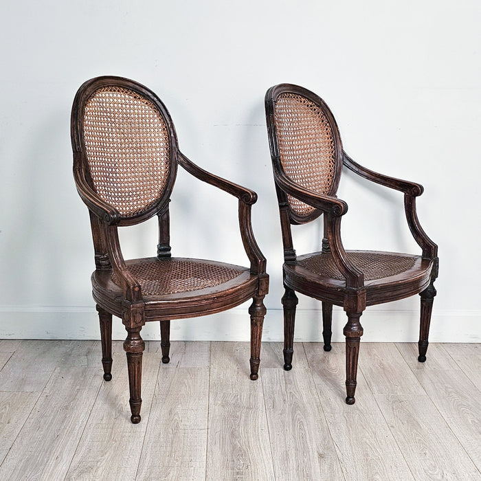 Pair of Louis XVI Walnut Chairs without Cushions, Italy circa 1790. Three pairs available.