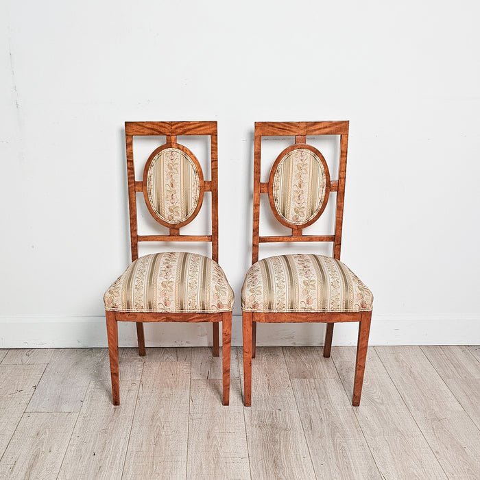 Pair of Smaller Swedish or Russian Birch Side Chairs, circa 1900