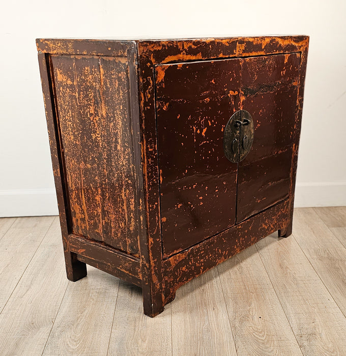 Cinnabar Painted Chinese Cabinet, Late 19th Century