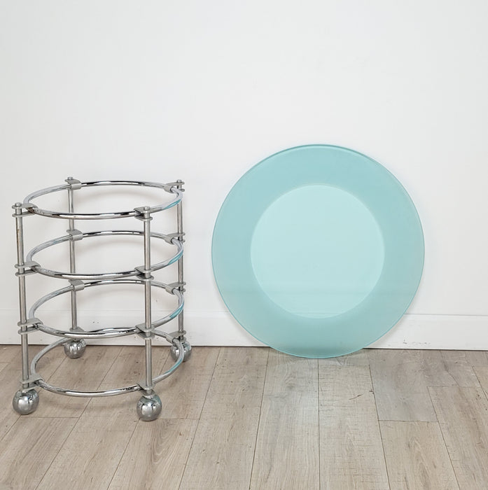 Chrome and Glass Modernist Round Center or Side Table by Jay Spectre, circa 1980