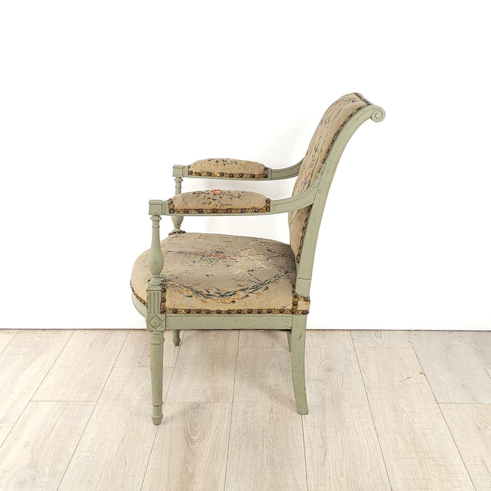 Directoire Grey Green Armchair, 19th century