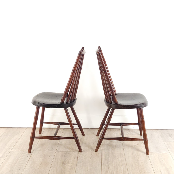 Pair of Rustic Provincial Ash Windsor Chairs, circa 1820, probably England