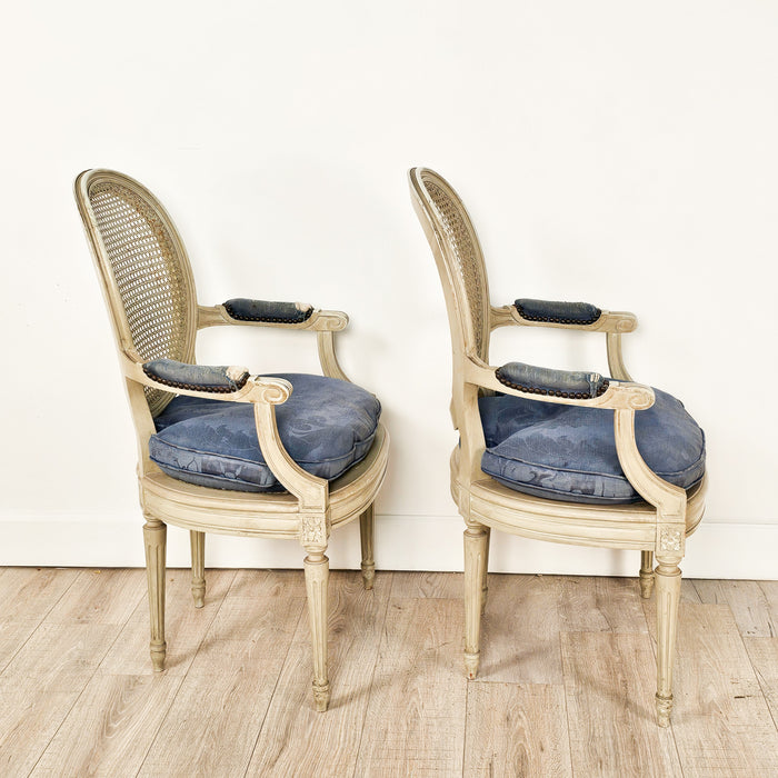 Pair of Belle Époque Louis XVI Painted Armchairs, France circa 1900