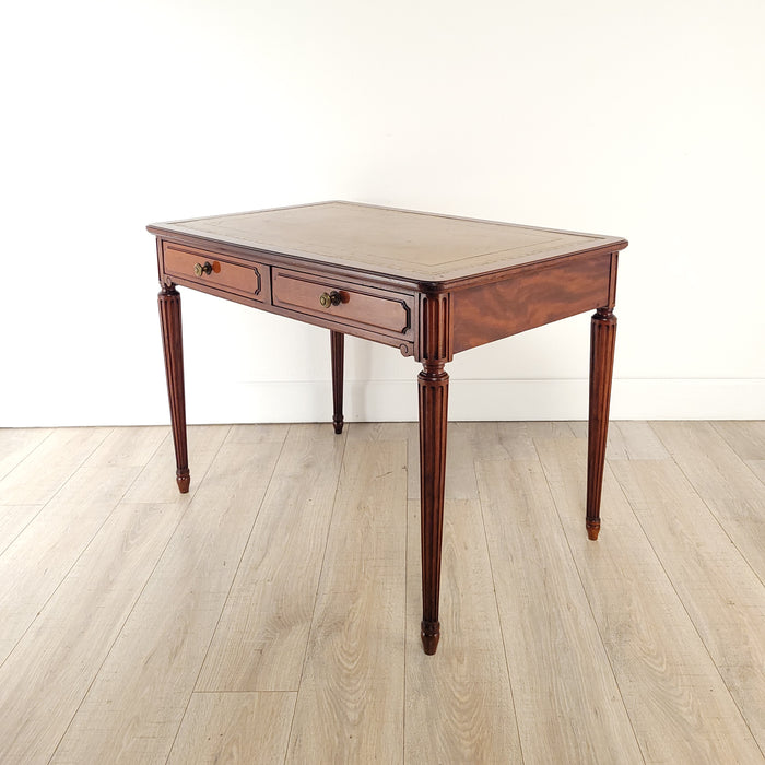 French Mahogany Leather Top Writing Table, circa 1890