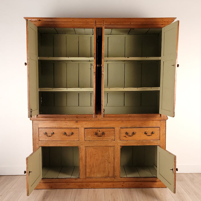 Irish Pine Two-Part Georgian Cabinet, circa 1820. With repairs