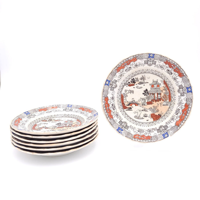 Set of Seven English Ironstone Plates, circa 1860