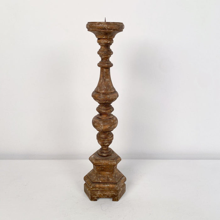 Single Rustic Carved Wood Pricket, circa 1800